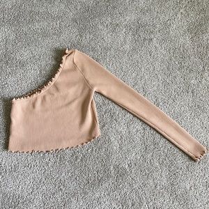 Pink One Sleeve Crop Top